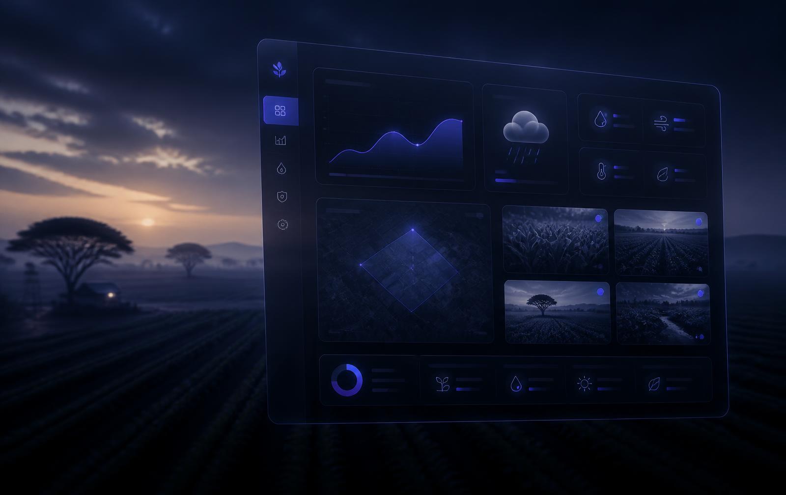 Wingu9 platform interface over African farmland